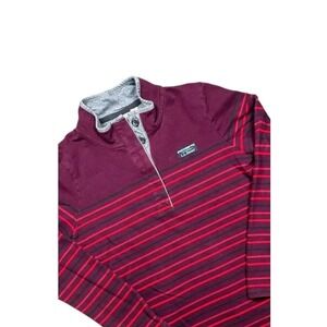 L.L. Bean Striped Rugby Polo Henley Granola Outdoors Hiking Classic Preppy Sport